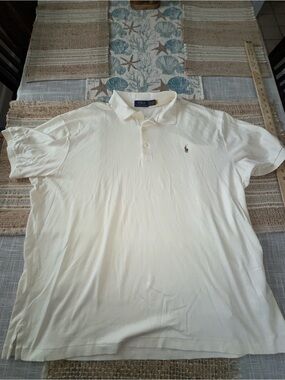 Polo Ralph Lauren Men's Featherweight Polo, Short-Sleeve, Cream, 2XB